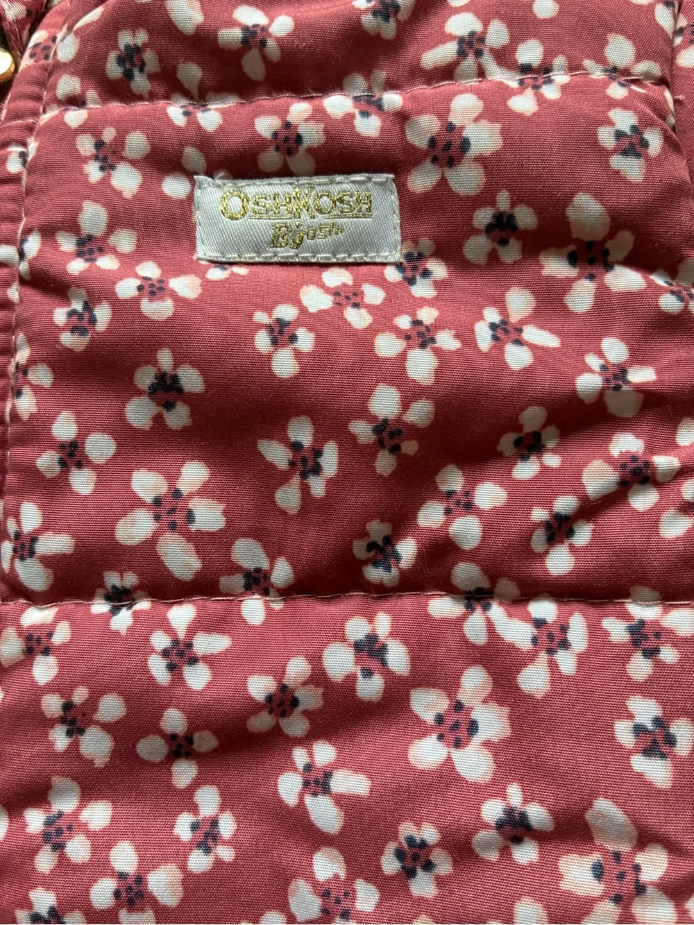 OshKosh B'gosh Pink Floral Quilted Baby Footie with Hood